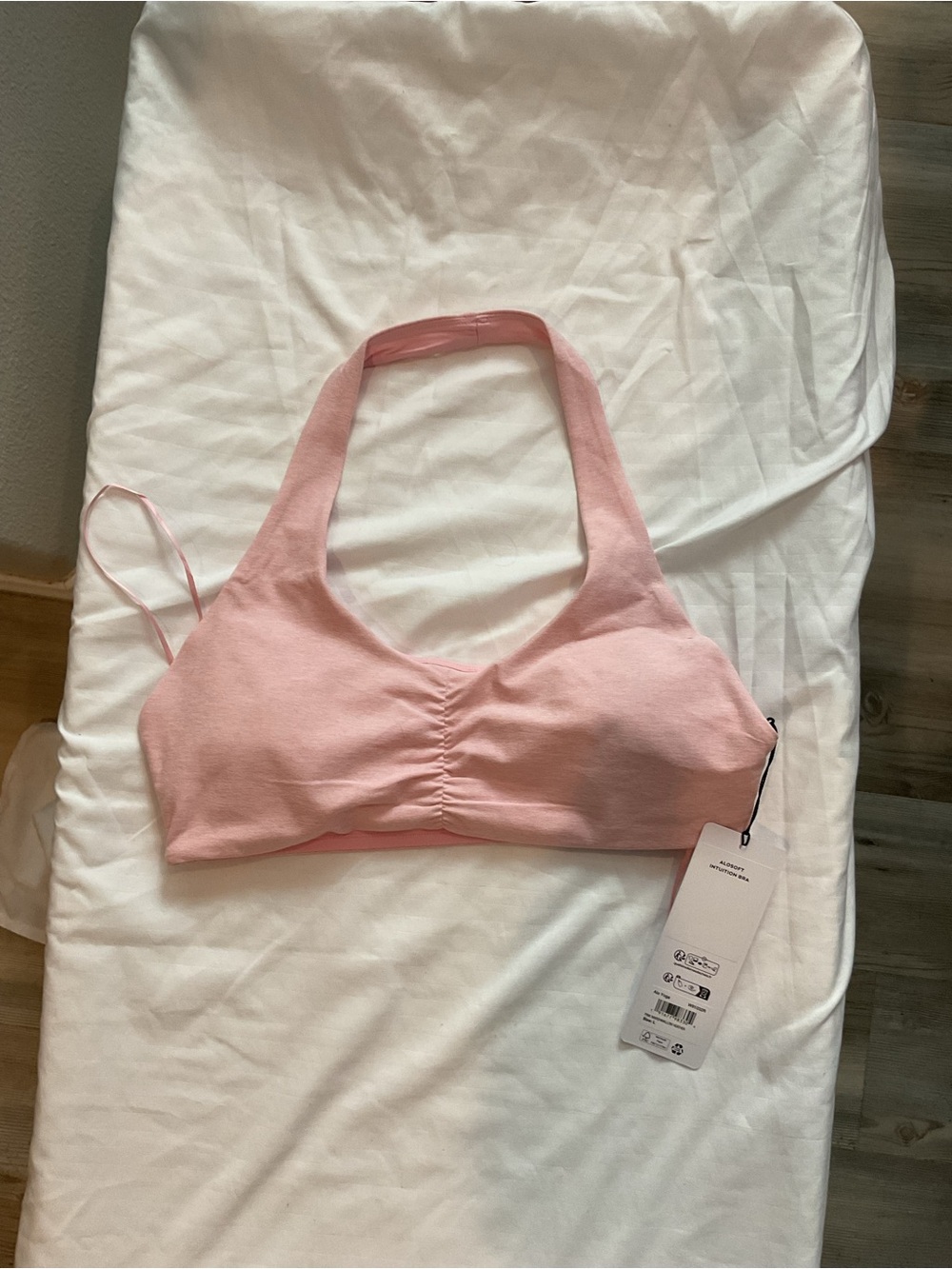 ALO Alosoft Intuition Yoga Blush Pink Halter Bralette